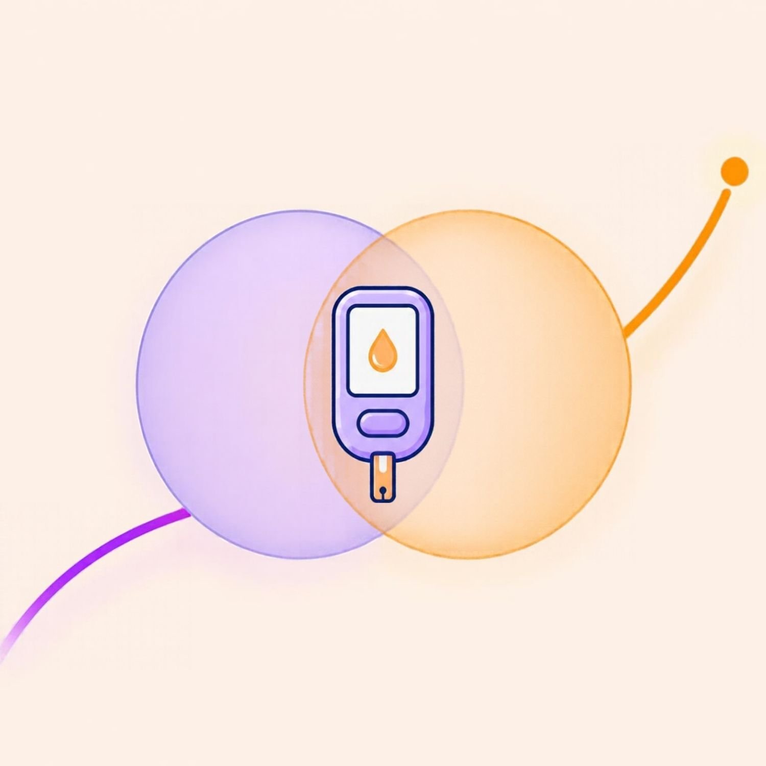 Illustration of two overlapping circles with a medical device where they meet