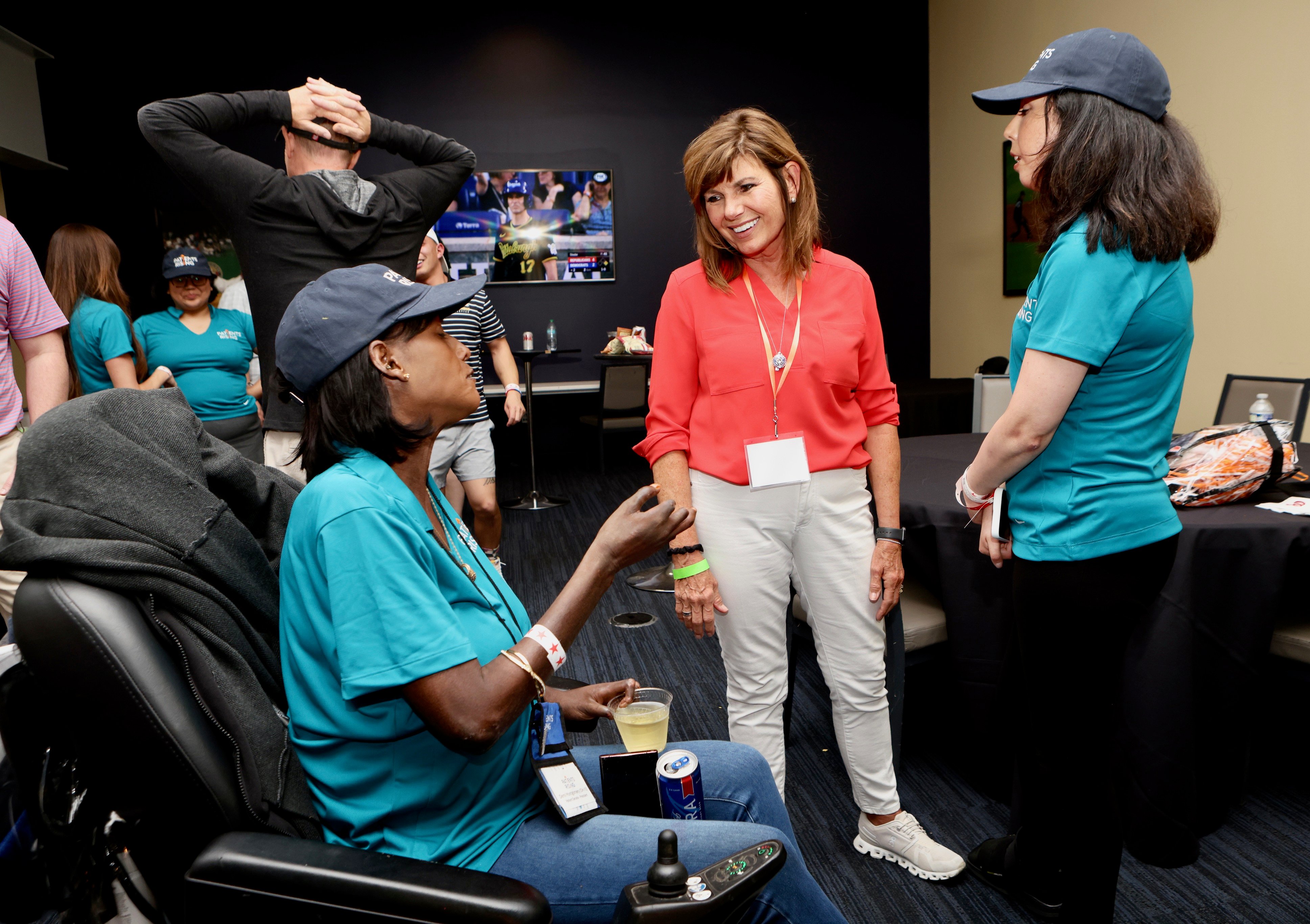 Rep. Diana Harshbarger speaking with advocates at the 2024 Patients Rising congressional baseball game Fly-in event